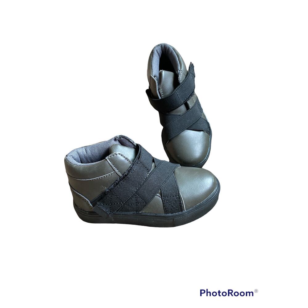 HOO Toddler Criss Cross High top Sneakers Dark Gray 9us